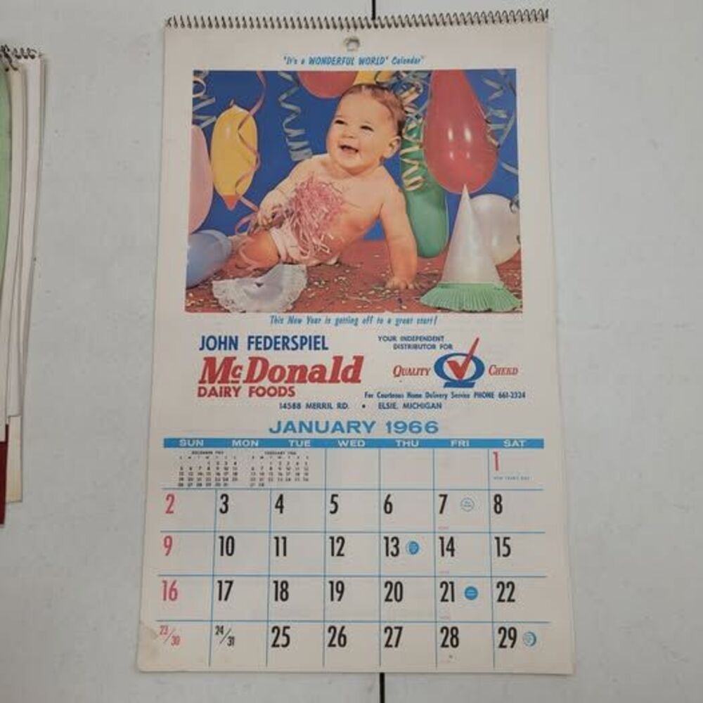 Vintage 1966 McDonald Dairy Foods Calendar